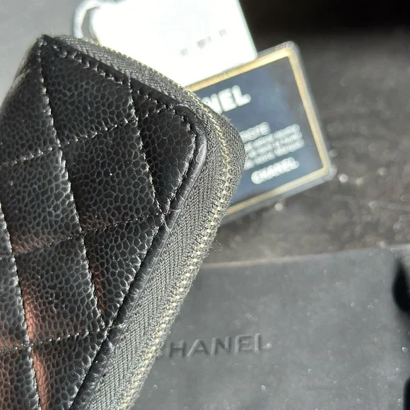 Authentic Chanel Zippy Coin Purse Wallet Caviar SHW Zipped Card Holder Wallet CC - Picture 5 of 11